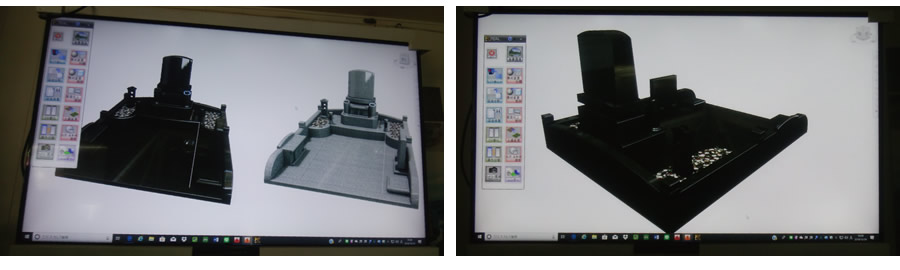 モニタにて、お墓のデザインを確認。最終候補をお選びいただきます。